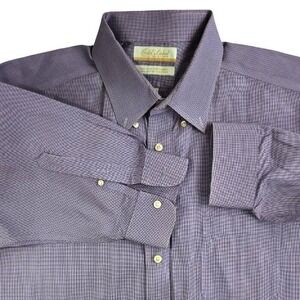 Men's Purple‎ Micro Check Dress Shirt Button-Down Long Sleeve Size 34/33